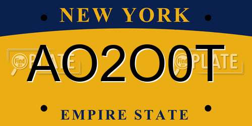 AO2O0T New York License Plate