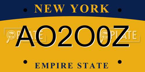 AO2O0Z New York License Plate