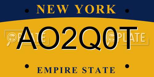 AO2Q0T New York License Plate