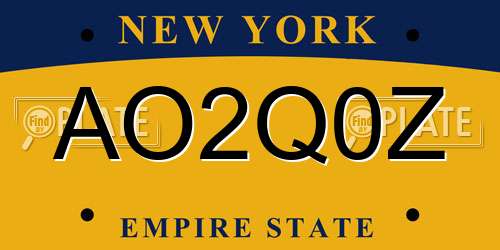 AO2Q0Z New York License Plate