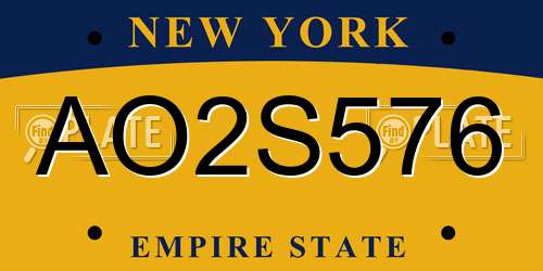 AO2S576 New York License Plate