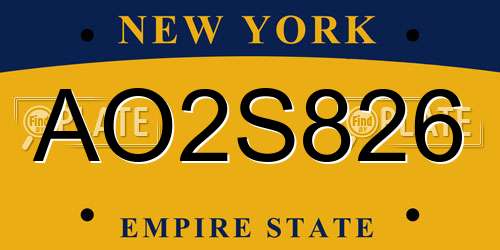 AO2S826 New York License Plate