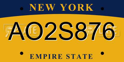 AO2S876 New York License Plate