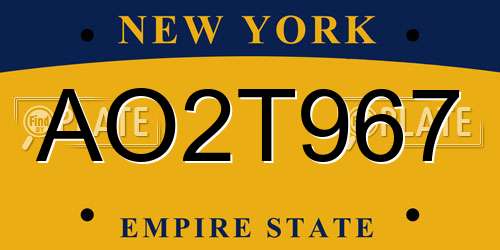 AO2T967 New York License Plate