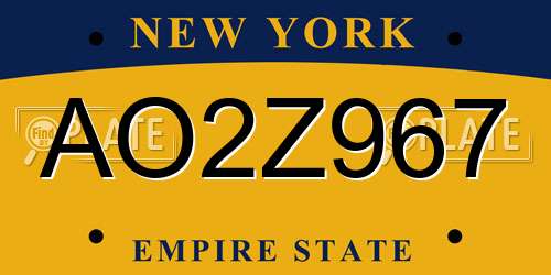 AO2Z967 New York License Plate