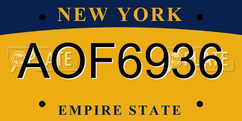 AOF6936 New York License Plate