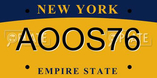 AOOS76 New York License Plate