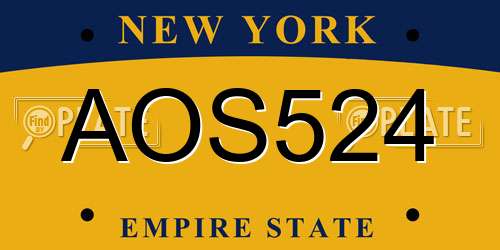 AOS524 New York License Plate