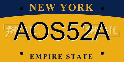 AOS52A New York License Plate