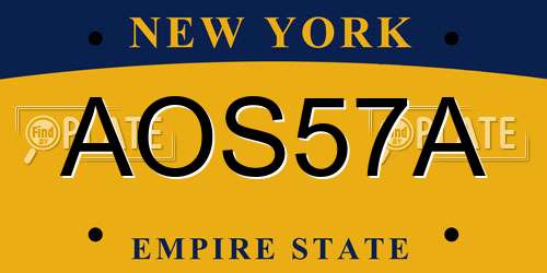 AOS57A New York License Plate
