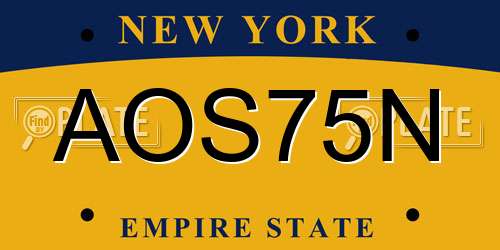 AOS75N New York License Plate