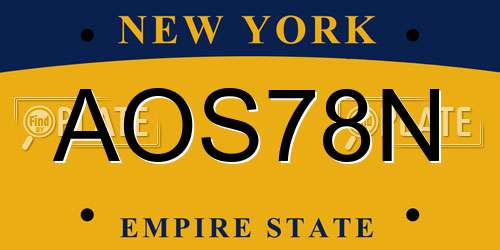AOS78N New York License Plate
