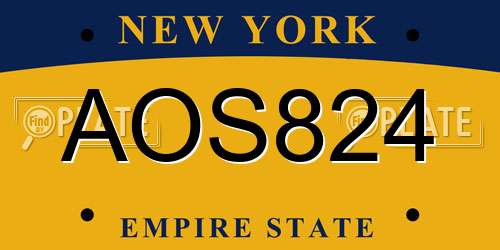 AOS824 New York License Plate