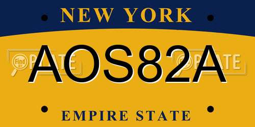AOS82A New York License Plate