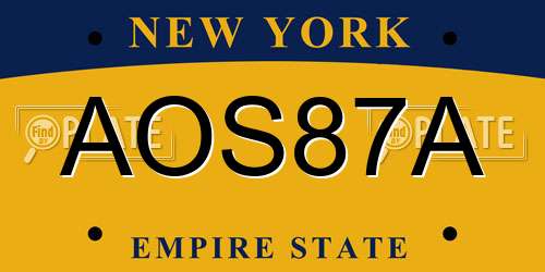AOS87A New York License Plate