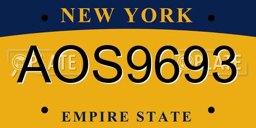 AOS9693 New York License Plate