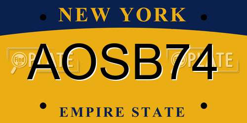 AOSB74 New York License Plate