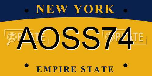 AOSS74 New York License Plate