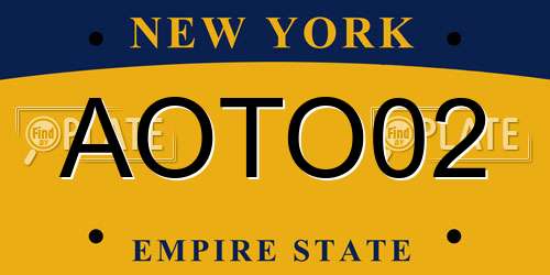AOTO02 New York License Plate