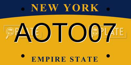 AOTO07 New York License Plate