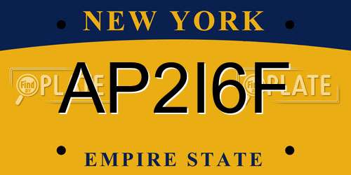 AP2I6F New York License Plate