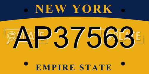 AP37563 New York License Plate
