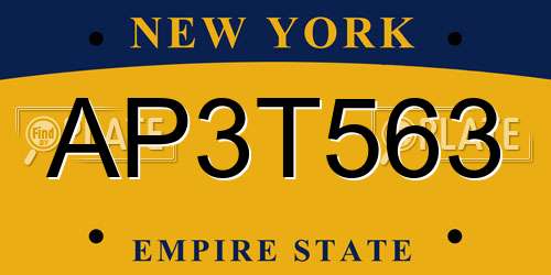 AP3T563 New York License Plate