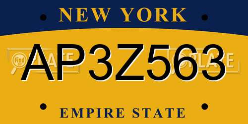AP3Z563 New York License Plate