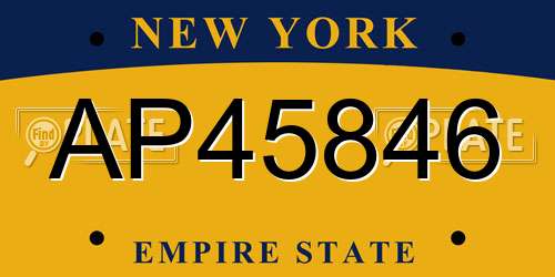 AP45846 New York License Plate