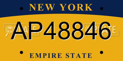 AP48846 New York License Plate