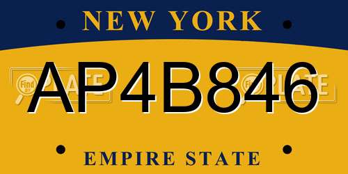 AP4B846 New York License Plate