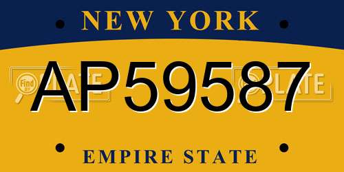 AP59587 New York License Plate