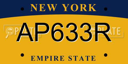 AP633R New York License Plate