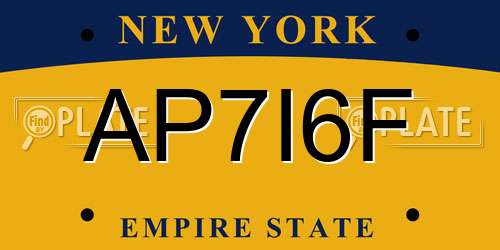 AP7I6F New York License Plate