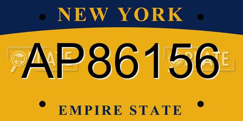 AP86156 New York License Plate