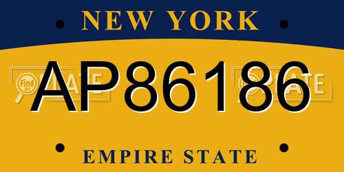 AP86186 New York License Plate