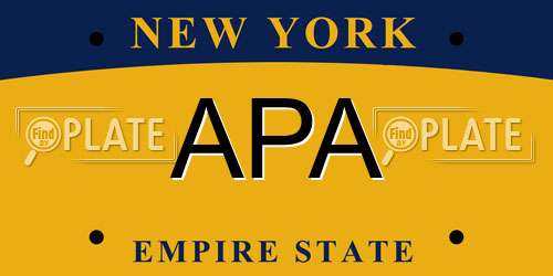 APA New York License Plate