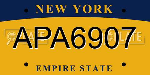 APA6907 New York License Plate