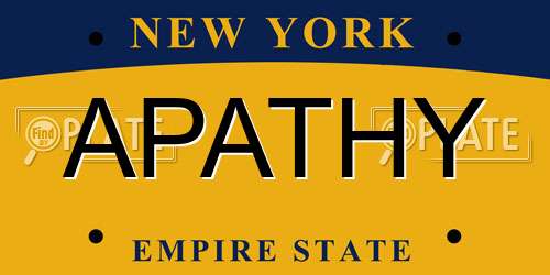 APATHY New York License Plate