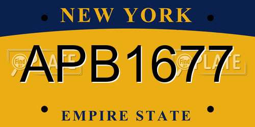 APB1677 New York License Plate