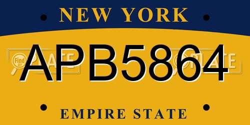 APB5864 New York License Plate