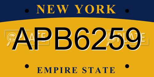 APB6259 New York License Plate