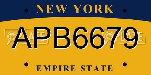 APB6679 New York License Plate