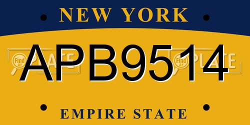 APB9514 New York License Plate