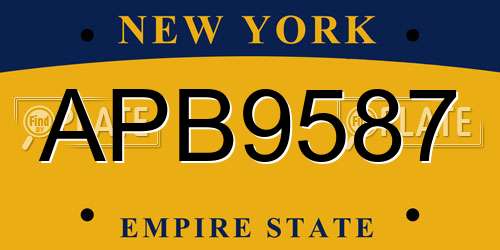 APB9587 New York License Plate