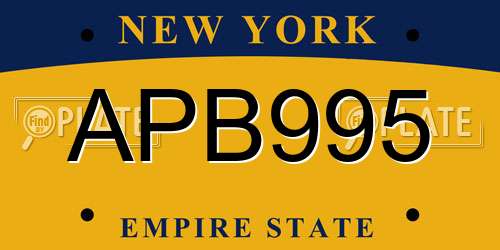 APB995 New York License Plate