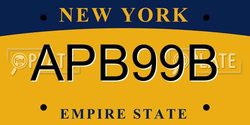 APB99B New York License Plate