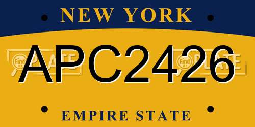 APC2426 New York License Plate