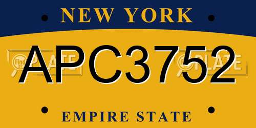 APC3752 New York License Plate