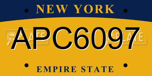 APC6097 New York License Plate